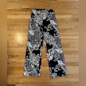 Cache Women’s Palazzo Pants Floral/Paisley/Animal Black Print Size 2